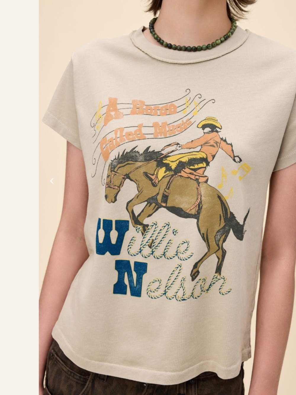 Daydreamer Willie Nelson Horse Called Music Reverse Girlfriend Tee NWT - Picture 16 of 16